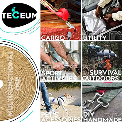 TECEUM Webbing Strap, 3/4" to 2", 10-50 Yds, Multi-Color Heavy Duty Tape - color: Caramel, size: 1"- 10 yards