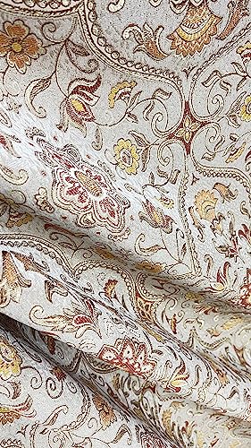 Moroccan Ornate Design Luxurious Classic Jacquard Fabric for Upholstery, Window Treatments, Craft Projects - Width 54 inches - Fabric by The Yard (Silver Rust) - color: Silver Rust