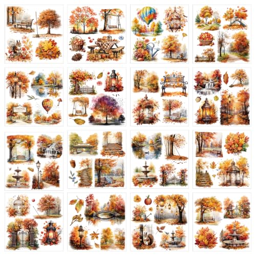 16 Pcs Fall Rub on Transfers for Crafts Furniture 5.7x5.7 Inch - color: Fall
