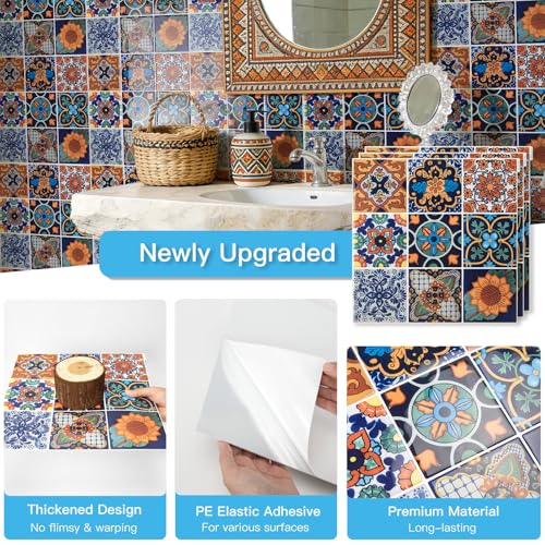 Art3d Talavera Design Peel and Stick Backsplash, 10-Pack, Geometric Floral - color: Geometric Floral