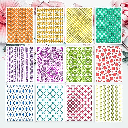 OOTSR 12 Geometric Painting Stencils Set, 11.4"x8.3" Art Templates for Crafts Reusable, Painting Stencils for Painting on Wood, Furniture Wall Scrapbooking, Home Decor DIY Supplies