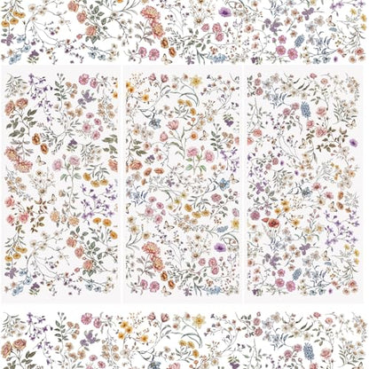 WANDIC 3 Sheets Rub On Transfer Stickers, Flower Pattern Waterproof Decals Furniture Craft Embellishments for DIY Scrapbooking Photo Albums,15 * 30cm - color: Small Flower