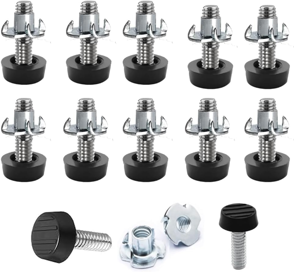 M6 Thread Furniture Feet Levelers - 20 Pack Adjustable Leveling Feet with Threaded Insert for Desk, Chairs, Table, Cabinets, Stool Legs - size: M6