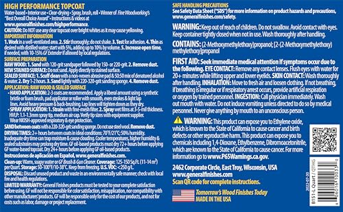General Finishes High Performance Water Based Topcoat, 1 Pint, Gloss - color: Gloss, size: 1 Pint