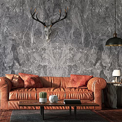 burgeliy Grey Marble Vinyl Wrap Protector Auto Modification Wallpaper 24"x80" Classic Style, Waterproof, Heat-Resistant,3D Thickened Peel and Stick, Countertops, Cabinets, Self Adhesive Tint Film - size: 24" x 80"
