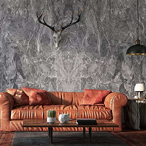 burgeliy Grey Marble Vinyl Wrap Protector Auto Modification Wallpaper 24"x196" Classic Style, Waterproof, Heat-Resistant,3D Thickened Peel and Stick, Countertops, Cabinets, Self Adhesive Tint Film - size: 24"x196"