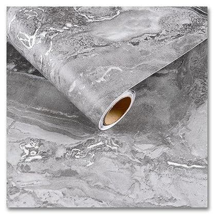 CRE8TIVE Matte Silver Grey Marble Contact Paper Peel and Stick Countertops Waterproof Slate Marble Wallpaper Removable Self Adhesive Marble Wall Paper for Bathroom Kitchen Counter Top Covers 12"x80" - color: Matte Silver Grey, size: 12" x 80"