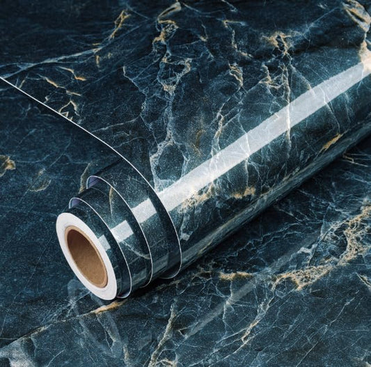 YENHOME Wide Countertop Peel and Stick Marble Wallpaper Renter Friendly - color: Blue Gold, size: 30" x 200"