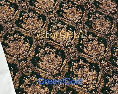 Damask Tapestry Chenille Fabric - Upholstery Fabric, 60" Width - Sold by The Yard (Green/Gold) - color: Green/Gold