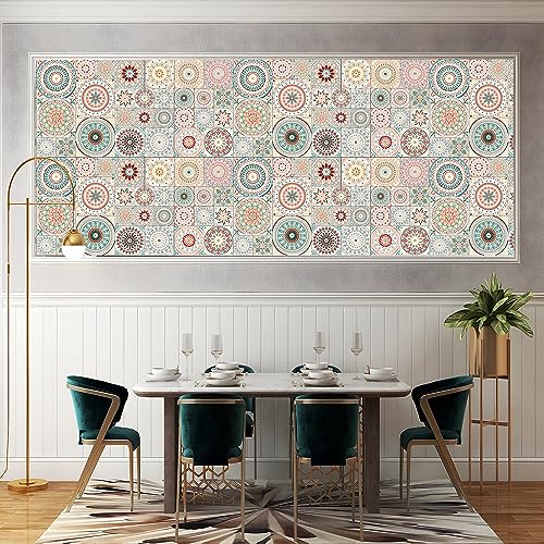 Easy Peel Stick Vinyl DIY wall Tile Decals Stick on backsplash,28pcs - color: Diy Mandala Floral