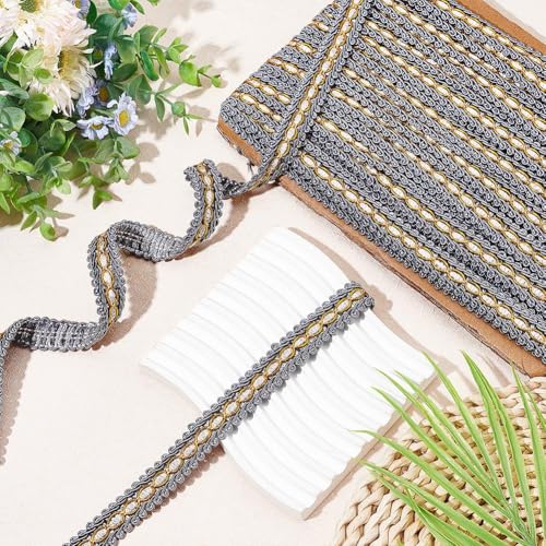 FINGERINSPIRE Gray Braid Trim 3/4" X 12.5 Yards Polyester Ribbon for Sewing - color: Gray