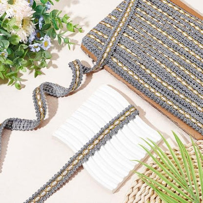 FINGERINSPIRE Gray Braid Trim 3/4" X 12.5 Yards Polyester Ribbon for Sewing - color: Gray