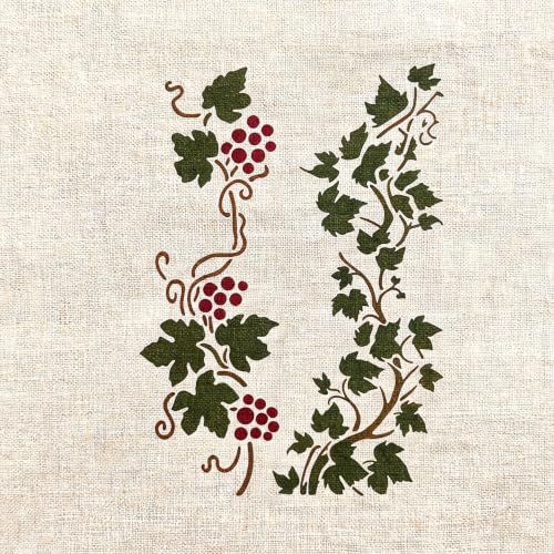TIAMECH A4 Reusable Grape Vine Leaf Floral Scroll Stencil for Painting - color: Grape Vine Leaf Floral Scroll
