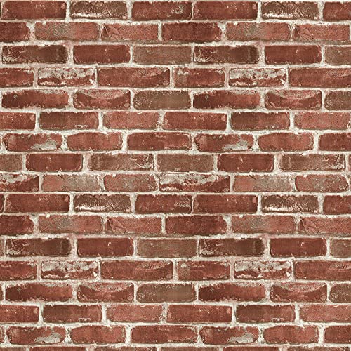 Hopeak Red Brick Wallpaper Self-Adhesive Peel and Stick Wallpaper Waterproof and Removable Good for Home Decoration and Furniture Renovation 17.5 x 118 Inch - color: Red Brick, size: 17.5" x 118"
