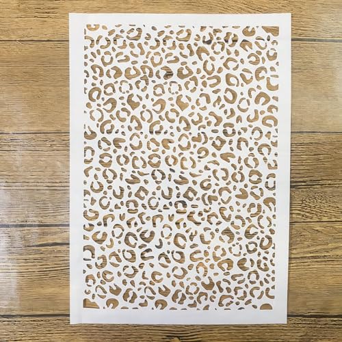 TIAMECH A4 Reusable Leopard Cheetah Spots Stencil for Painting - style: Leopard Cheetah Spots