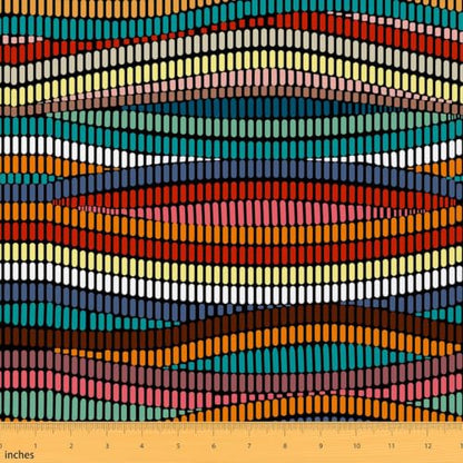 Feelyou Boho Polyester Fabric by The Yard Wavy Embroidered Waves 3 Yards - color: Rainbow, size: 3 Yards