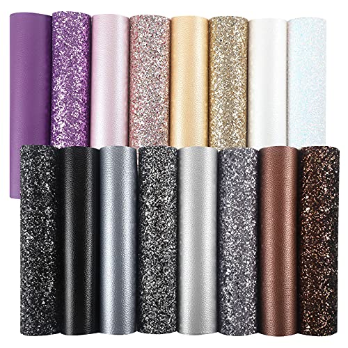 Chunky Glitter Faux Leather Sheets: 16Pcs/Set8.2 x6 Picheng Leather Fabric - color: 16 Colors