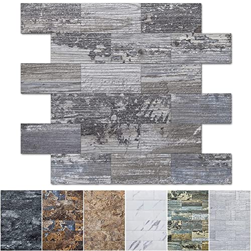 Art3d Peel and Stick Backsplash, Stick on Wall Tile, 10-Pack, Light Rustic - color: Light-gray