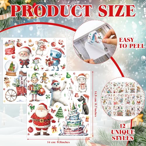 BBTO 12 Sheets Christmas Rub on Transfers for Crafts - style: Joyous