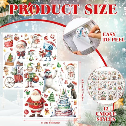 BBTO 12 Sheets Christmas Rub on Transfers for Crafts - style: Joyous