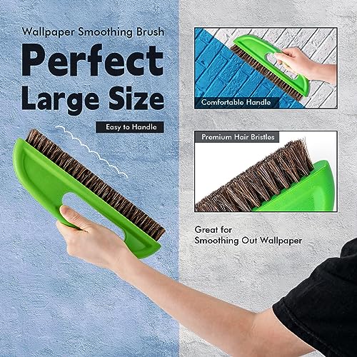 FOSHIO Professional Wallpaper Tools Kit, Including Wallpaper Smoothing Brush, Seam Roller, Paste Brush, Wallpaper Smoothing Tool, Wallpaper Scraper, Vinyl Wrap Gloves, Mesureing Tape, Exacto Knife - color: 03 Wallpaper Kit