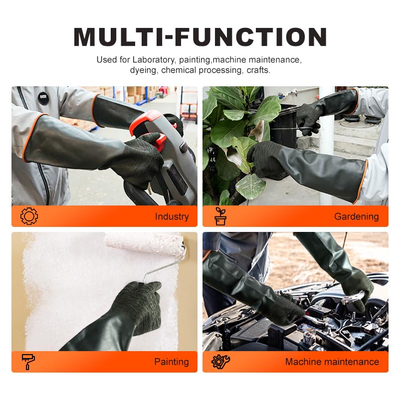 North Tower Heavy-Duty Latex Chemical Resistant Gloves,Long Rubber Gloves ﻿ - size: 22”