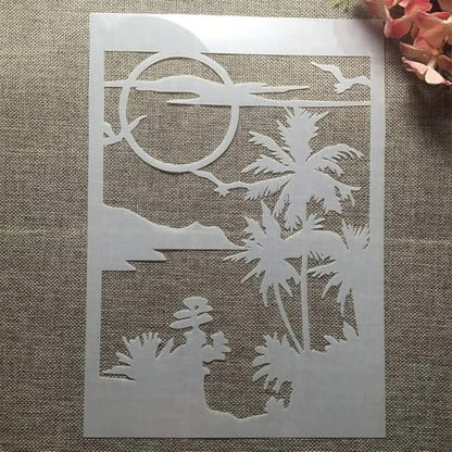 TIAMECH A4 Reusable Moon Tree Stencil for Painting - style: Moon Tree