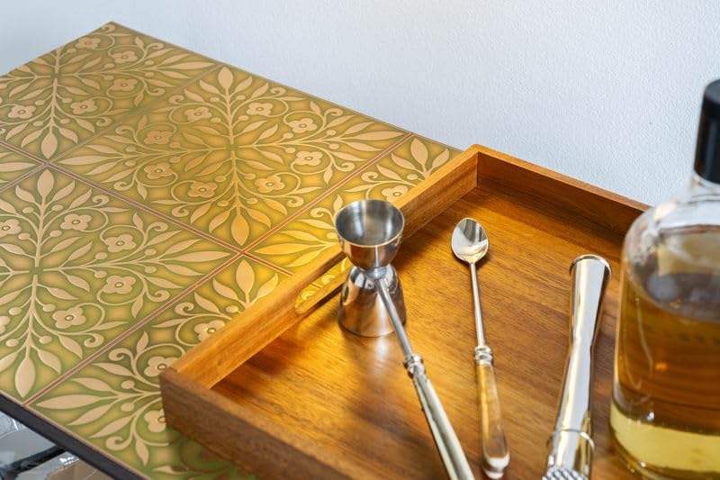 Main Street Peel and Stick Wallpaper Tiles, Gold & Green Leaves, 24-Pack - style: Gold and Green Leaves