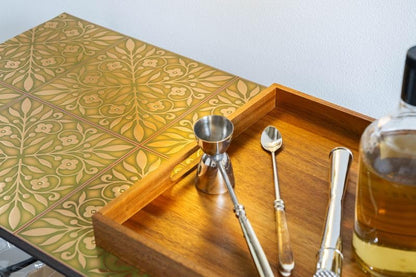 Main Street Peel and Stick Wallpaper Tiles, Gold & Green Leaves, 24-Pack - style: Gold and Green Leaves