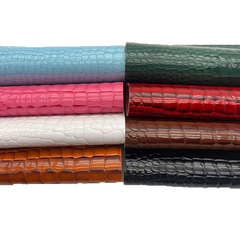 Embossed Alligator Synthetic PU Fabric, 12 x 54 inch Crocodile Vinyl Faux Leather Sheets for DIY Crafts Hair Bows Bags Handicrafts-Pink - color: Pink