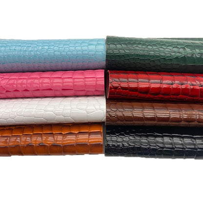 Embossed Alligator Synthetic PU Fabric, 12 x 54 inch Crocodile Vinyl Faux Leather Sheets for DIY Crafts Hair Bows Bags Handicrafts-Pink - color: Pink