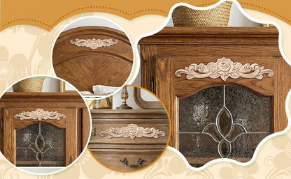 4 Pcs Wood Appliques, Wooden Applique (7.9 x 1.9 Inch)