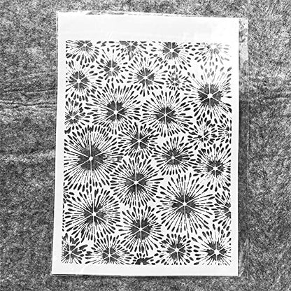 TIAMECH A4 Reusable Firework Stencil for Painting - style: Firework Flowers