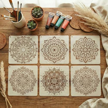 16 Pcs Mandala Stencils for Painting, Floral Geometry for Canvas 6 Inch - color: Mandala