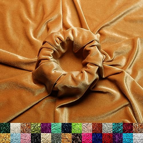 Ice Fabrics Stretch Velvet Fabric by The Yard - 60" Wide Soft Stretchy Fabric for Sewing Clothes, Apparel, Costume, Crafts - 90% Polyester 10% Spandex - Beige - 1 Yard - color: Beige, size: 1 Yard