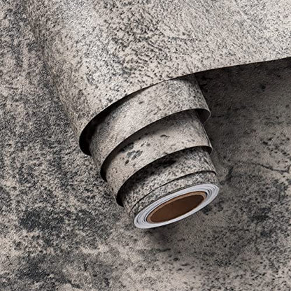 FunStick Grey Cracked Concrete Wallpaper Roll Peel and Stick Matte Concrete Countertop Contact Paper Self Adhesive Removable Vinyl Retro Cement Wall Paper for Bedroom Kitchen Drawers Thick 15.7"x78.7" - color: Gray, size: 15.8" x 78.8"