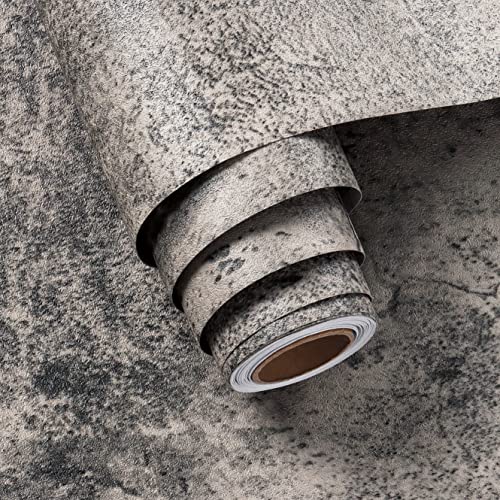 FunStick 36"x200" Stain Grey Concrete Wallpaper Peel and Stick Waterproof Concrete Contact Paper Peel and Stick for Countertops Cabinets Walls Textured Cement Removable Wall Paper Sticker Vinyl Wrap - color: Gray, size: 36" x 200"