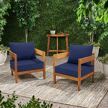 Favoyard Outdoor Patio Seat Cushions Set, 24 x 24 Inch, Waterproof, Blue - color: Blue, size: 24 x 24 x 4 In