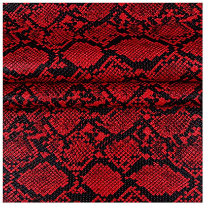 3D Anaconda Snake Skin Vinyl Faux Leather Upholstery Fabric By Meter, Embossed PU Fabric Leather Sheets for Earrings DIY Crafts Chairs Seats Sofa 54''x39'' 138x100cm(Color:red) - color: Red