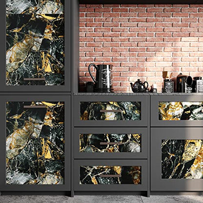 VEELIKE Slate Gold Marble Contact Paper for Countertops Waterproof Self Adhesive Countertop Contact Paper 24''x118'' Peel and Stick Countertops Black Marble Wallpaper for Bathroom Kitchen Counter Top - size: 24" x 118"