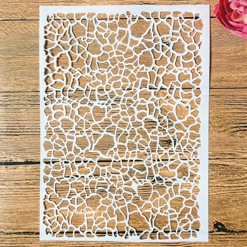 TIAMECH A4 Reusable Crackle Texture Stencil for Painting - style: Crackle Texture