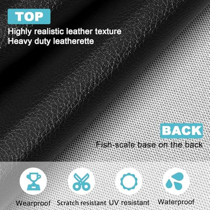Faux Leather Fabric, 0.7mm Lychee Grain Vinyl, Black, 39"×55" - color: Black Lychee Grain, size: 39"x55" (100cm x 140cm)