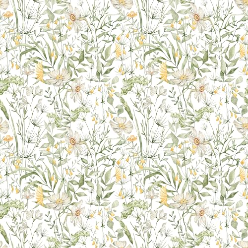 Peel and Stick Wallpaper, Watercolor Wildflower Botanical Pattern, 118in x 17.7in, Waterproof Vinyl, Removable Reusable, Eco-Friendly, for Bedroom Living Room Rental Apartment - color: Watercolor05, size: 17.7" x 118.1"