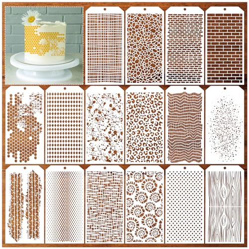 16 Pcs Abstract Texture Stencils, Reusable Stencils for Painting Crafts - style: 16 layering