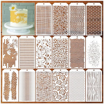 16 Pcs Abstract Texture Stencils, Reusable Stencils for Painting Crafts - style: 16 layering