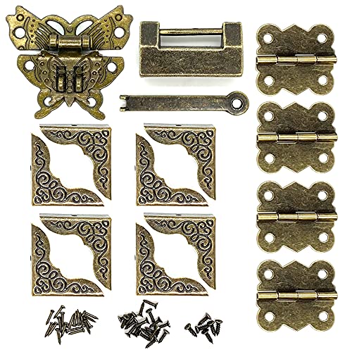 Antique Bronze Butterfly Hasp Latch Vintage Padlock Lock Hardware Kit
