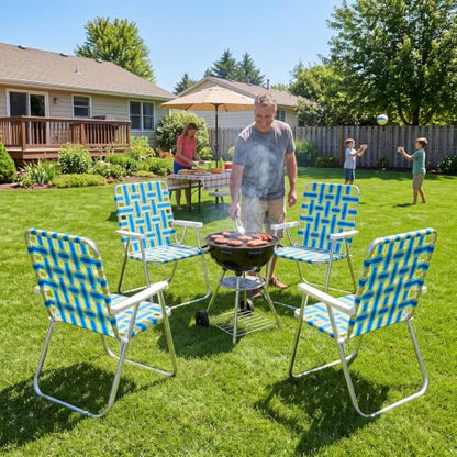 Lawn Outdoor Patio Chair Webbing,2.3" X 65.6 ft,Yellow and Blue