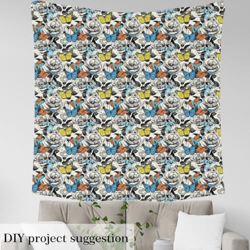Feelyou Cute Butterfly Fabric By The Yard Soft - color: Multi 18, size: 1 Yard