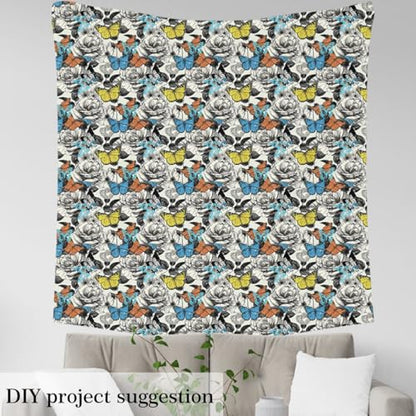 Feelyou Cute Butterfly Fabric By The Yard Soft - color: Multi 18, size: 1 Yard