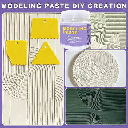 JAJADO 10.14 oz/300ml Acrylic Modeling Paste with 13 Pcs Painting Tools - color: White Modeling Paste+Palette Knife+Scrapers Tools